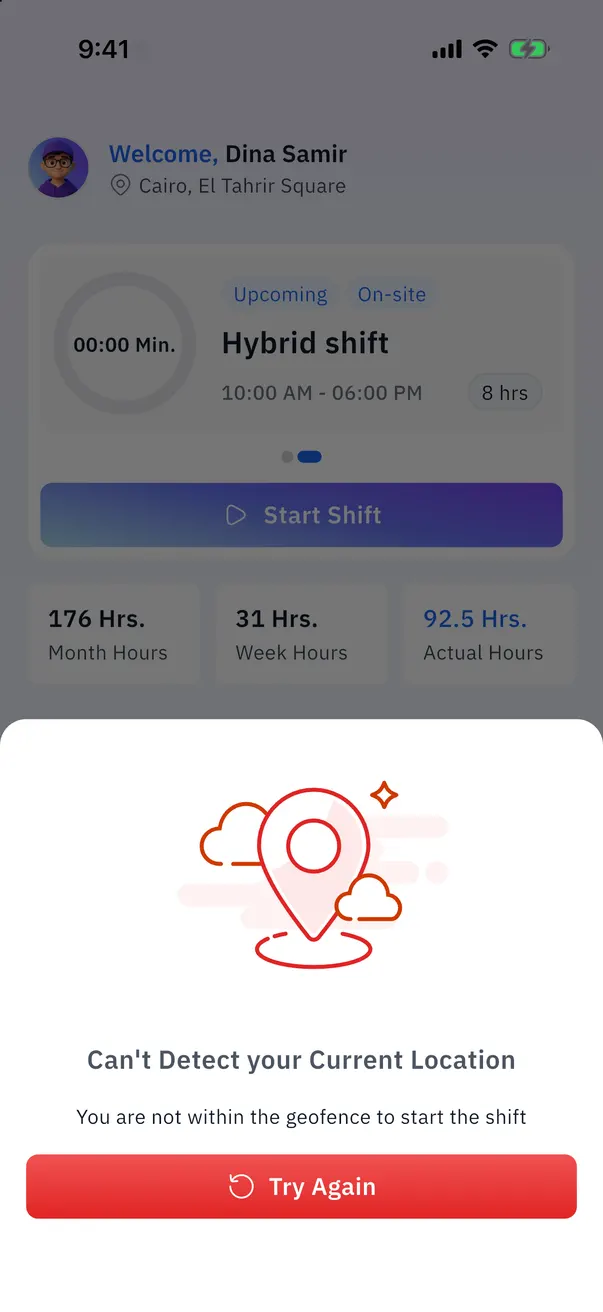 On-site refused: outside the allowed location