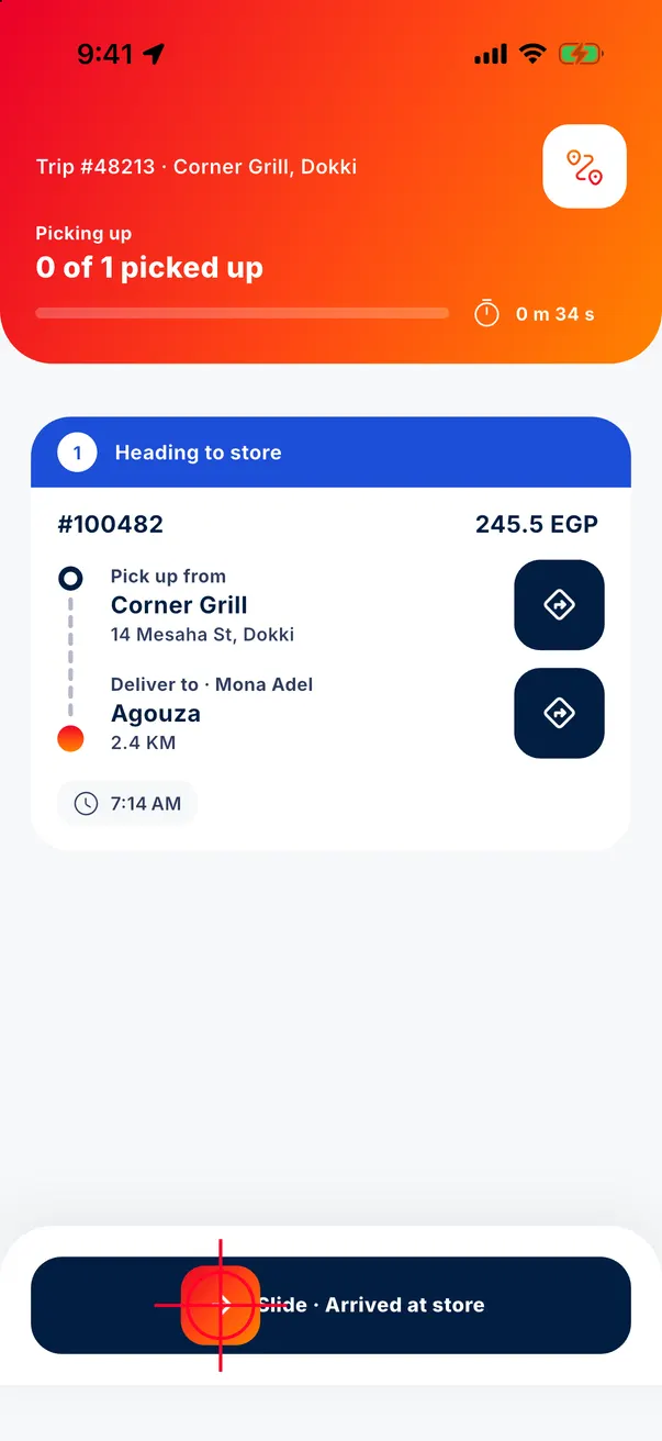 The running trip: the store sits on the order card
